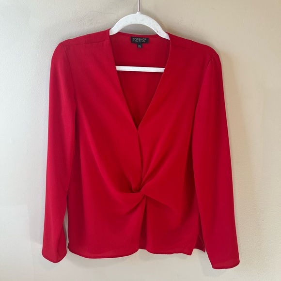 Topshop Tops - 5 FOR 5--TopShop Twist Front Blouse in red size 4